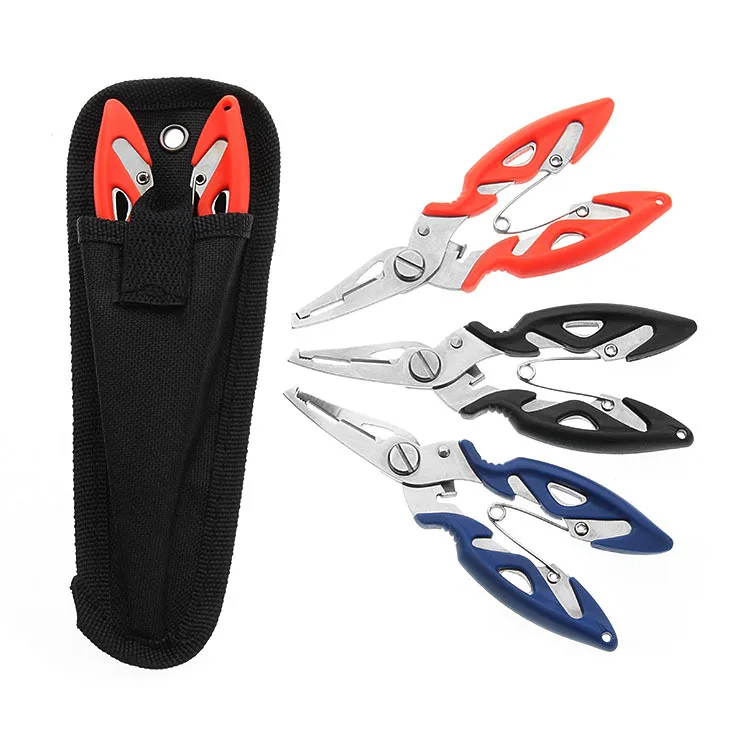 Multi Function Stainless Steel Fishing Pliers Curved Nose Scissors Braid Cutters Hook Removers Fishing Line Cutters With Nylon S 