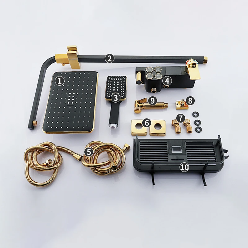 Sistema de chuveiro termostático do banheiro conjunto latão torneiras do banheiro acessórios chuva cabeça chuveiro quente e frio conjunto chuveiro do banheiro