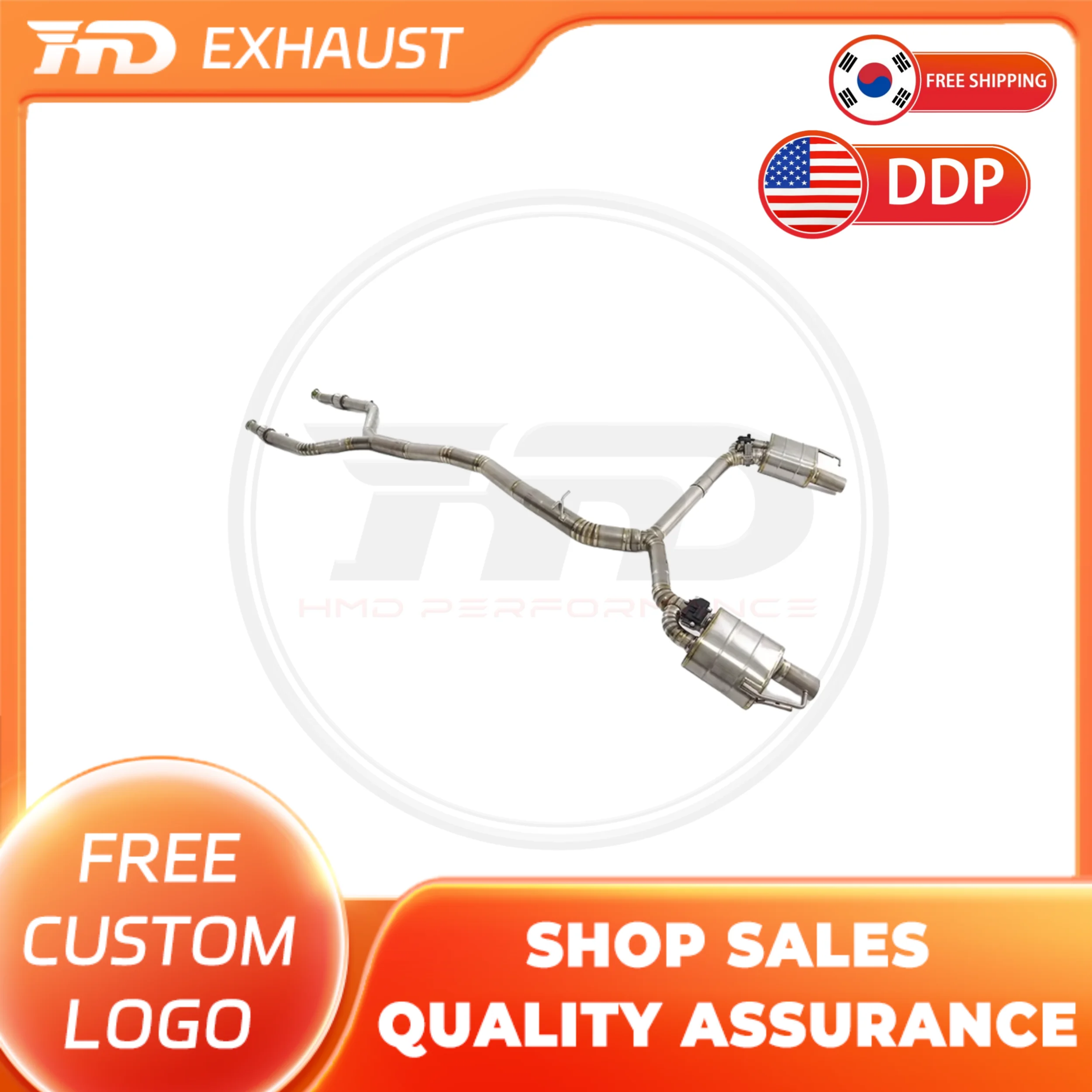 Hmd venda quente sistema de escape titânio desempenho catback escape para mercedes benz w205 c43 c400 c450 silenciador com válvula