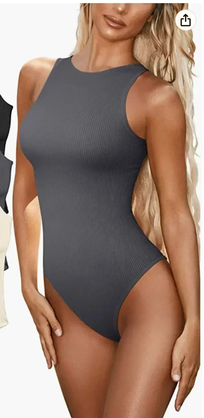 Bodysuit tanpa lengan warna polos untuk wanita, atasan Bodysuit Bodycon leher U kurus pita ketat leher tinggi seksi musim gugur musim dingin 2023