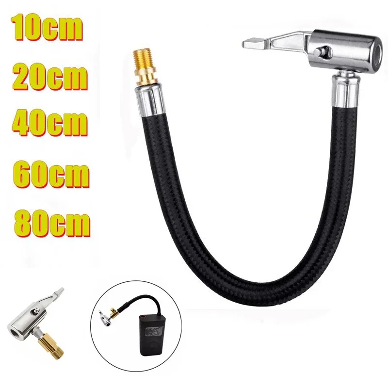 10 20 40 60 80cm Car Tire Inflator Hose Inflatable Air Pump Extension Tube Adapter Twist Tyre Connection Locking Air Chuck