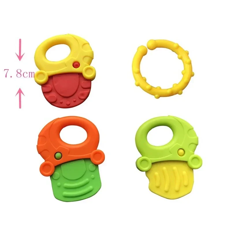 Baby Fruit Style Soft Rubber Rattle Teether Toy Newborn Chews Food Grade Silicone Teethers Infant Training Bed Toy Chew Toys Kid