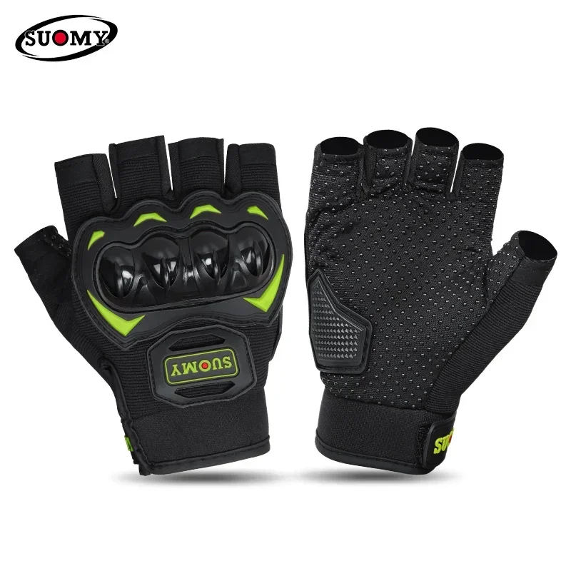 Summer Breathable Motorcycle Half Finger Glove Men Bicycle Riding Outdoor Sports Gloves Hard Protective Shell Half Finger Gloves