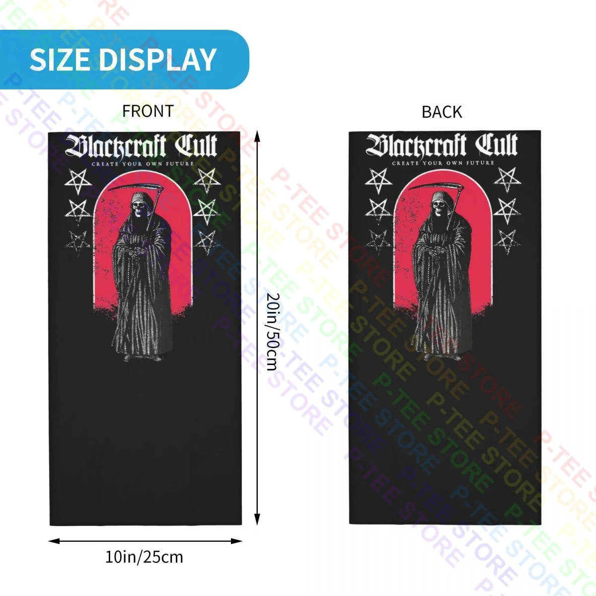 Blackcraft Cult Red Grim Reaper Gothic Punk Satanic Pentagrams Neck Gaiter Bandana Scarf Face Mask Camping