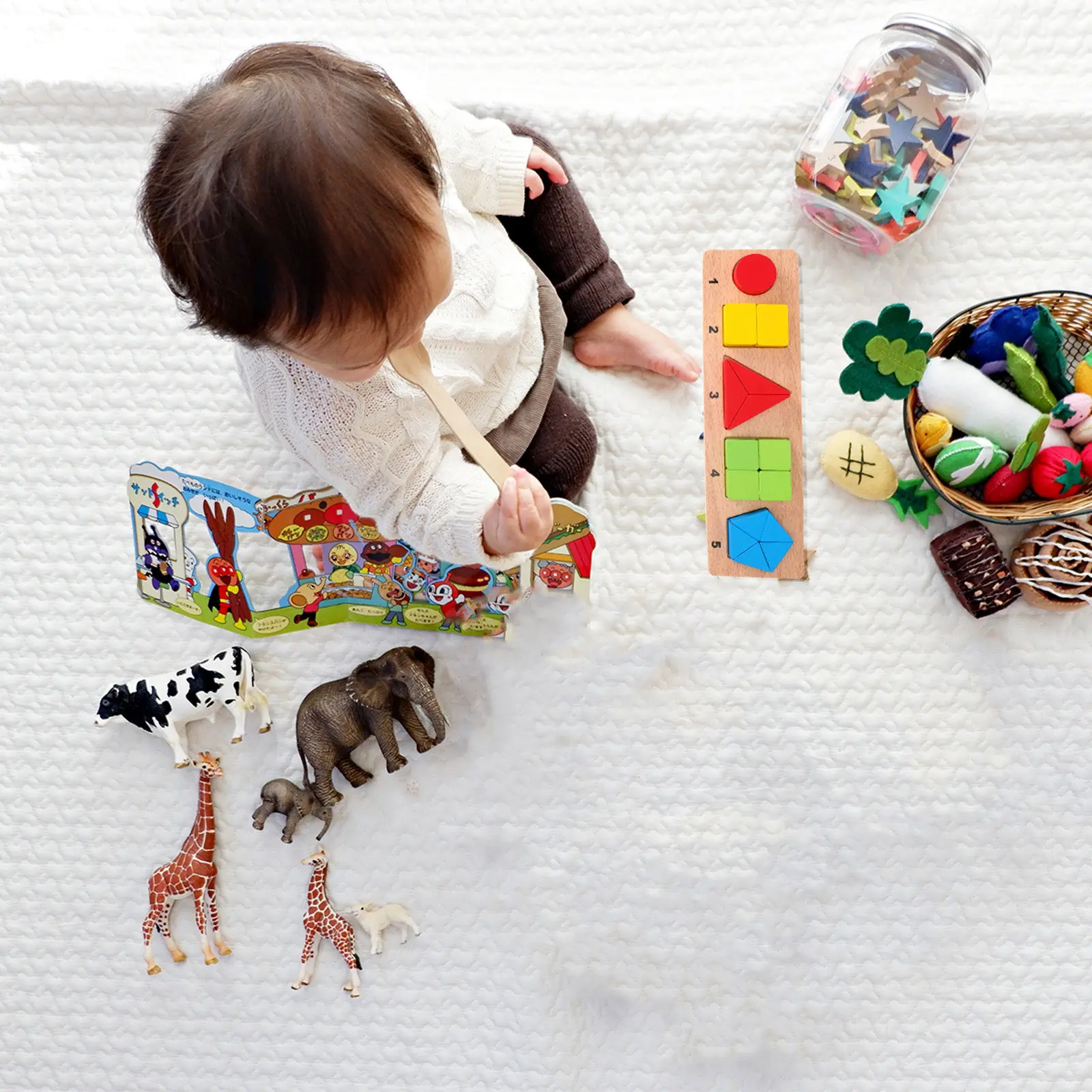 

1Set Geometric Matching Educational Wooden Building Set Colorful Block Early Learning Playthings for Kid Development
