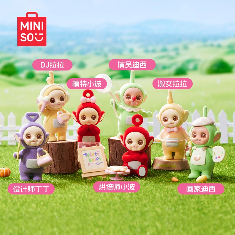 Miniso Teletubbies Dolls Figures Girly Heart Window Tinky Winky Dipsy Laa-Laa Po Ornaments Decoration Trendy Desktop Toys