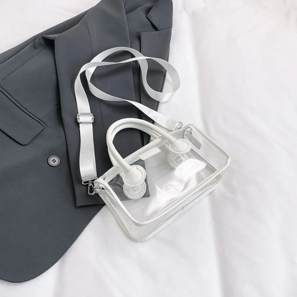 

Fashion Adjustable Strap Transparent Shoulder Bag Large-Capacity Zipper Women Handbag Waterproof Clear Crossbody Bag Girls