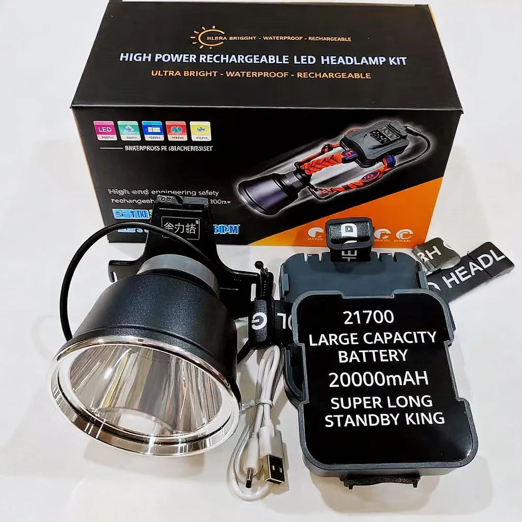 Rechargeable LED Headlamp 10000 Lumen High Power Waterproof Headlight for Fishing Camping Running Hiking with Bright Long Beam