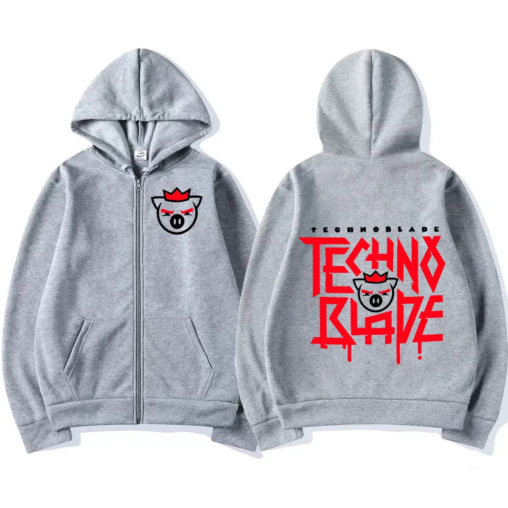 Technoblade-sudaderas con capucha para hombre y mujer, ropa de calle informal holgada con cremallera, estilo Harajuku, Hip Hop