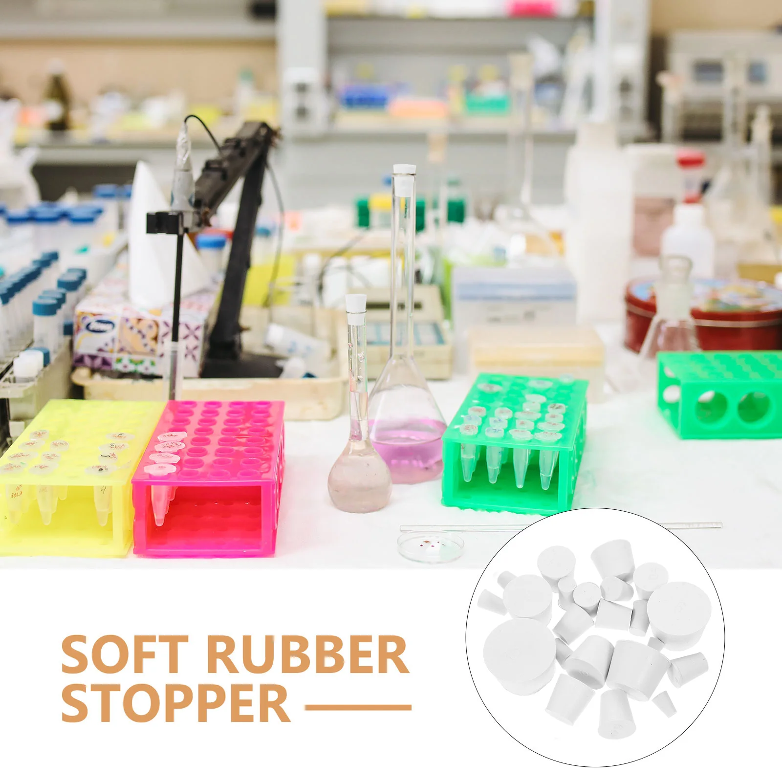 

22 Pcs Rubber Stopper Test Tube Plugs Stoppers Tubes for Laboratory Solid Sealing Flask