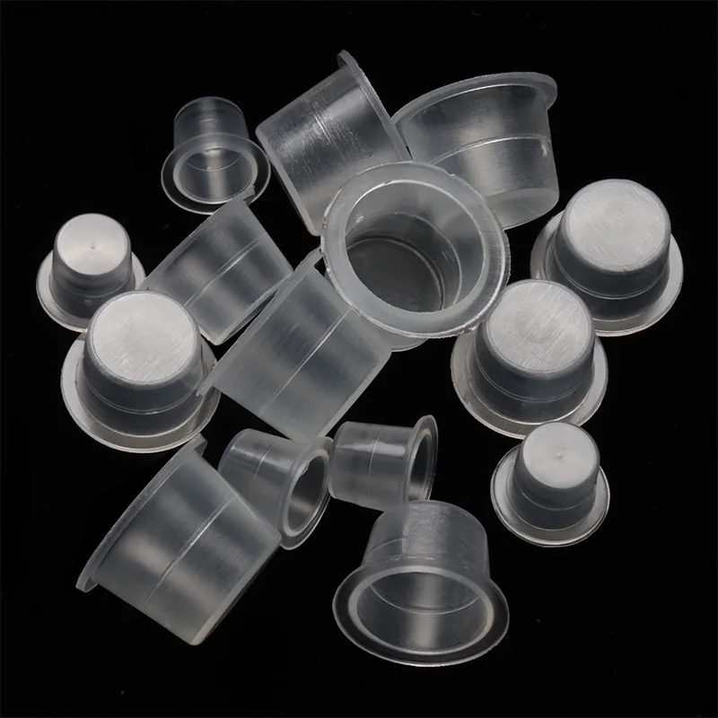 Disposable Plastic Tattoo Ink Cups Clear Pigment Holder Cups Tattoo Color Container Makeup Eyebrow Tattoo Pigment Storage Tools
