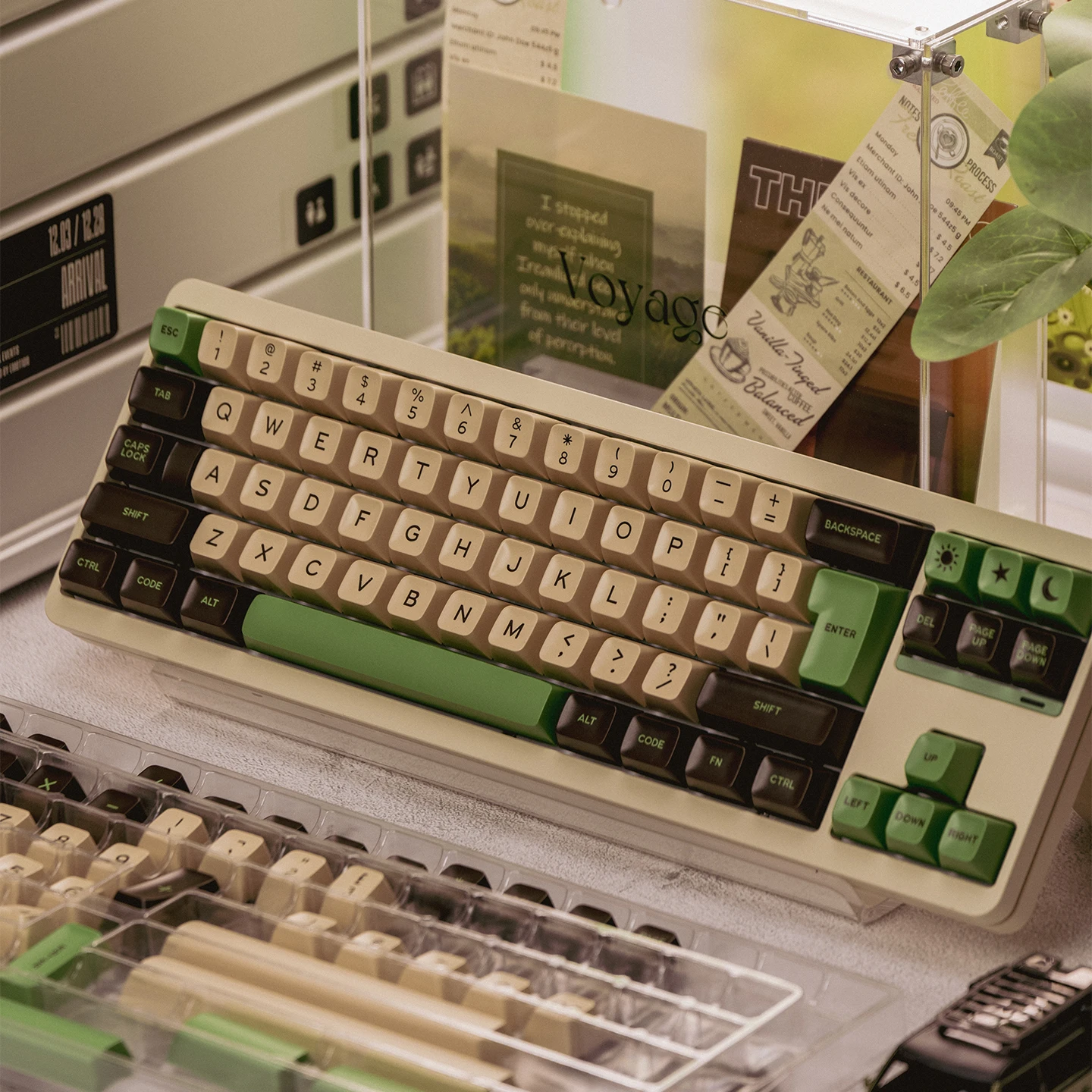 Mystical Green White Keyboard Keycaps Set PBT Double Shot SA Profile Keycaps For MX Mechanical Keyboard Custom ISO 7u keys