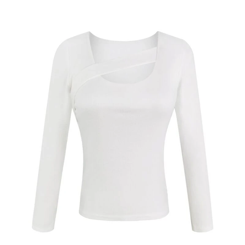 Sexy Y2K T-shirt Woman Auutmn V-neck Long Sleeve Tee Shirt Femme Hollow Out Skinny Basic Clothes Women Tops