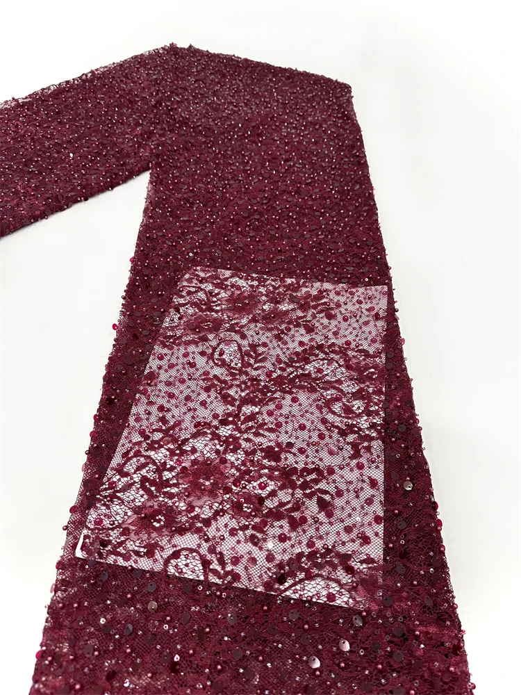 

Французская сетчатая кружевная ткань, африканская кружевная ткань с блестками, 2025 г., высокое качество, нигерийский тюль, сетка для шитья женских платьев, 5 ярдов