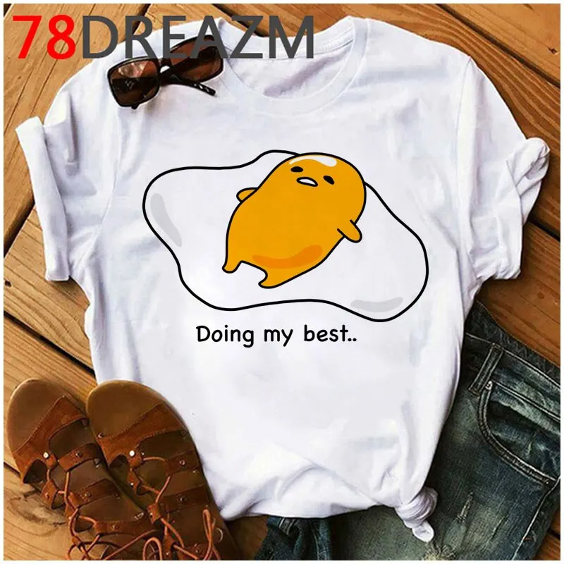 

Harajuku Funny Kawaii Gudetama Grunge Summer Women T-shirt Top Funny Lazy Egg Yolk Cartoon Printed Short Sleeve Unisex Tees