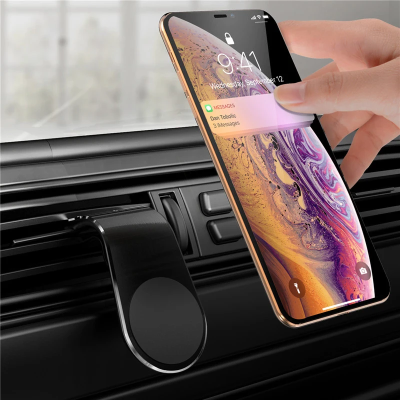 L-Type Magnetic Car Phone Holder Mount Air Vent Smartphone Mobile Stand Bracket Cell GPS Support in Car For IPhone Samsung Redmi