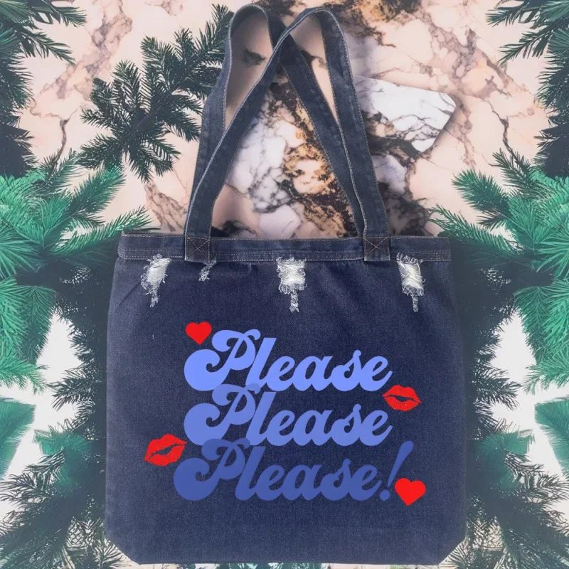 

Sabrina Carpenter Retro Washed Denim Handbag Autumn Lazy Versatile Tote Bag Large Capacity Commuting Shoulder Bag for Women