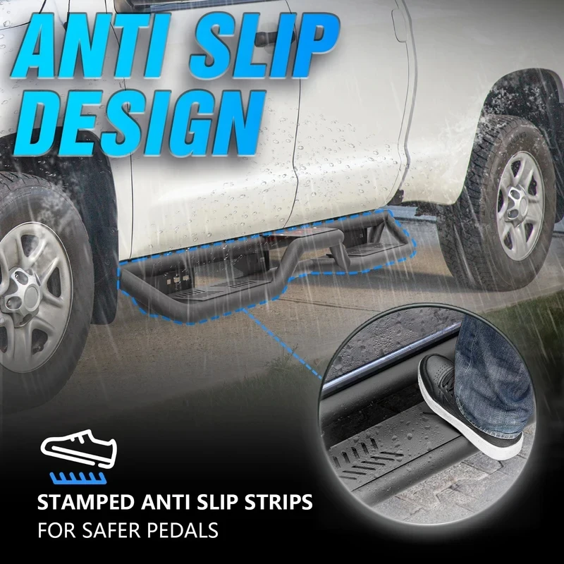 High Quality Side Steps Heavy Steel Two Stairs Den Black Fit 0- Tundra Extended C Half Rear Doors