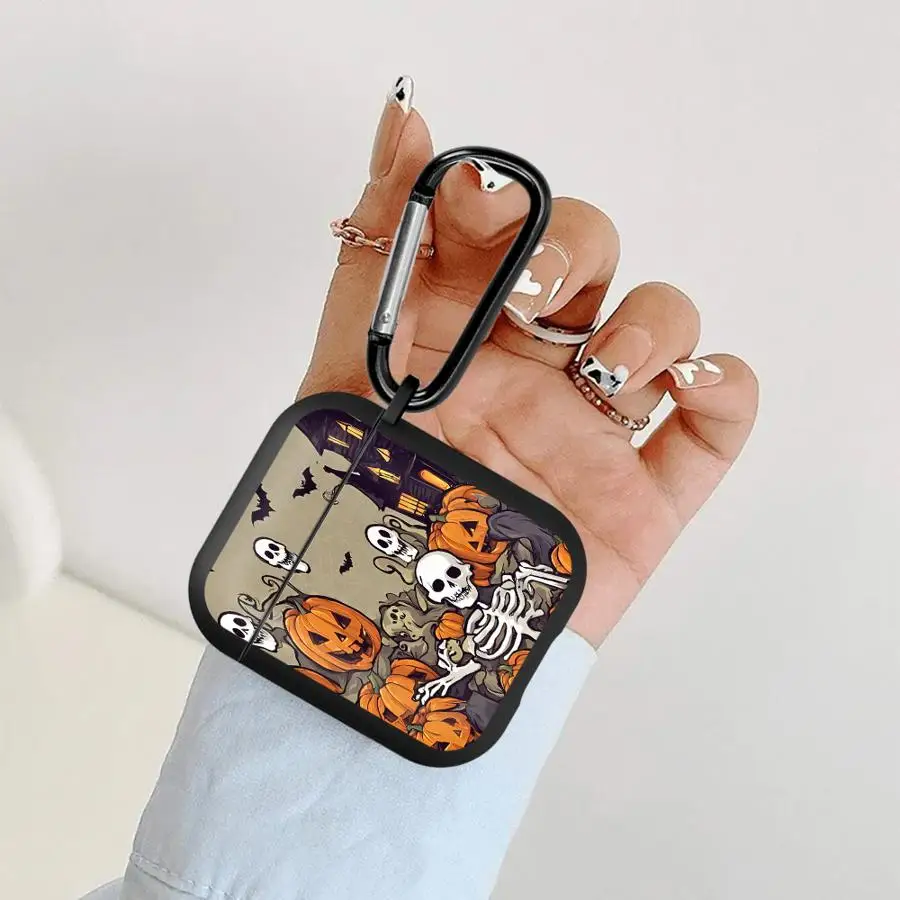 Case For Airpods 5 4 3 Pro2 1 2 Pro Pro3 Earphone Cases Cover With Hook Skeleton Pumpkin