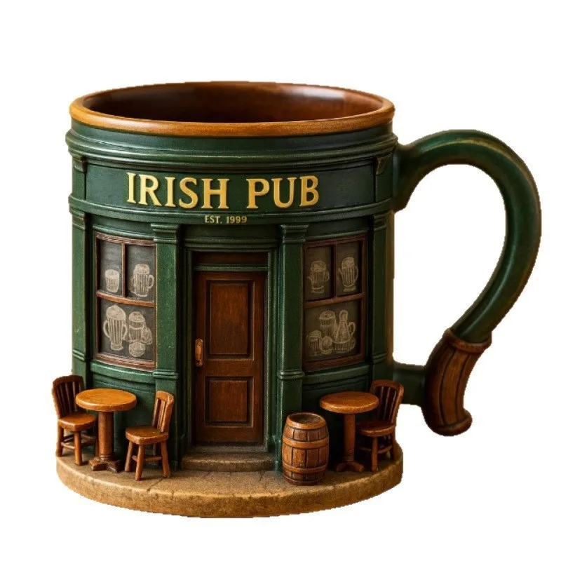 AB34-Irish Pub 3D Resin Mug With Inner Liner - 300Ml, Gift Boxed, Ideal For Various Occasions