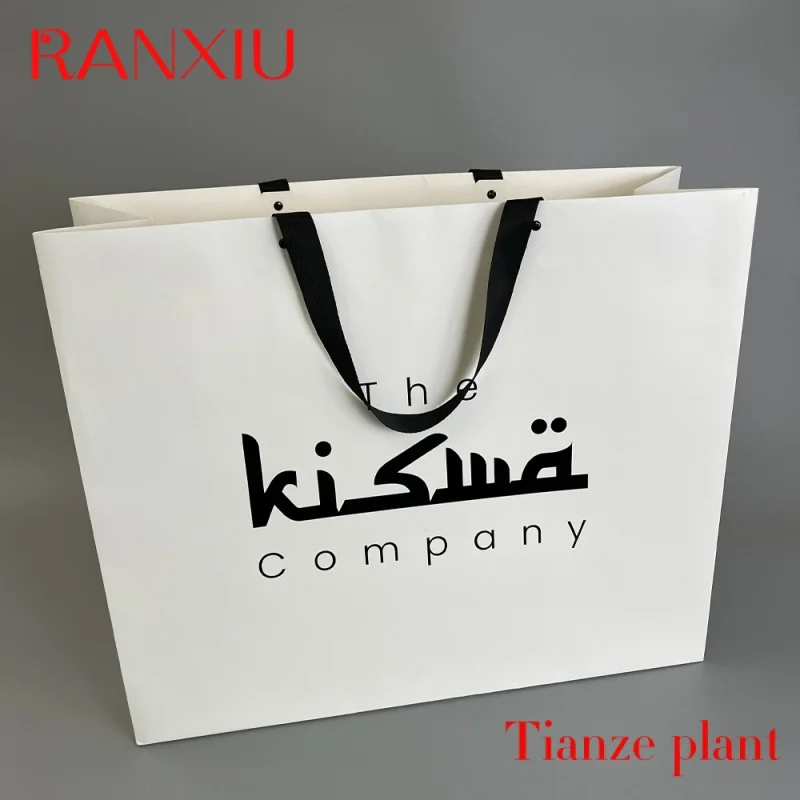 Personalizzato stampato il tuo Logo bianco marrone Kraft Gift Craft Shopping Paper Bag con manici