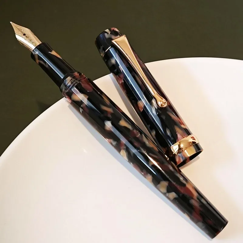 

Tofu Acrylic Fountain Pen F 0.5mm Nib Black Orange Colors Calligraphy Pen Celluloid Fountain Pens Student Writing Jinhao Pen