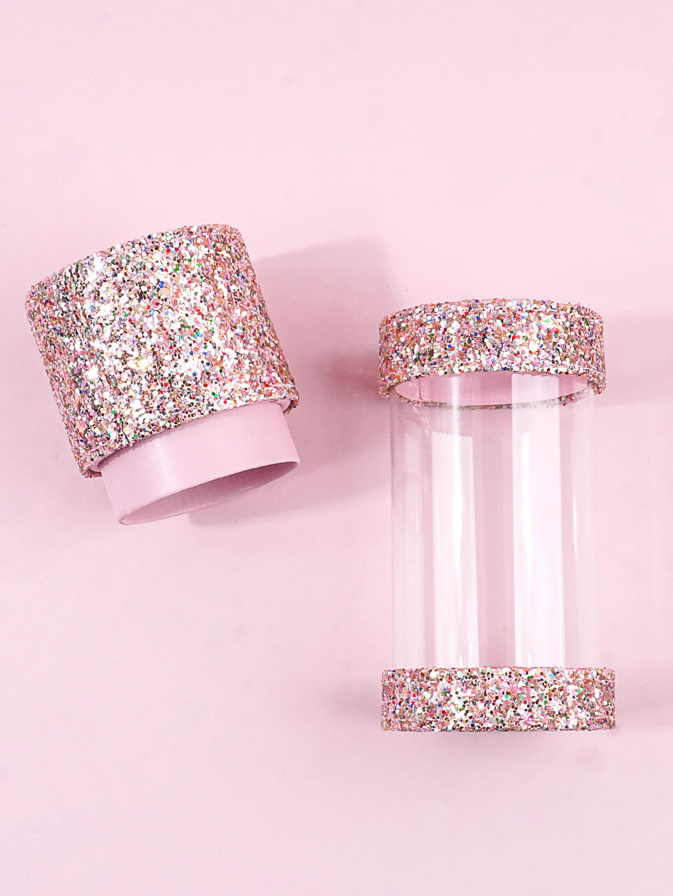 1PCS Premium glitter Make-Up Pinsel Lagerung Box Hohe aussehen ebene PU transparent staub pinsel Set Lagerung Eimer Tragbare