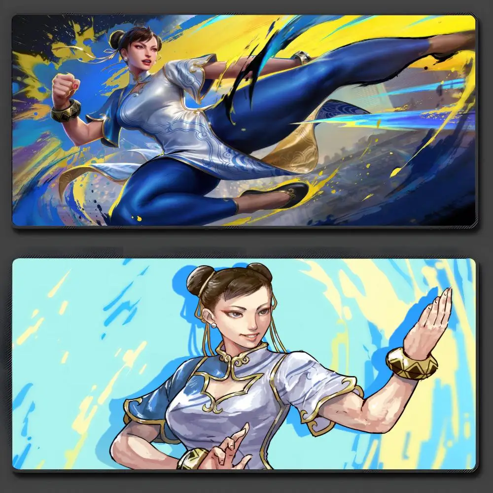 C-chun-Li Street Fighter Mauspad Großes Rutschfestes Gummi-Gaming-Mauspad Langlebige Schreibtischunterlage Dicke Nahtkante Geeignet für Büro A