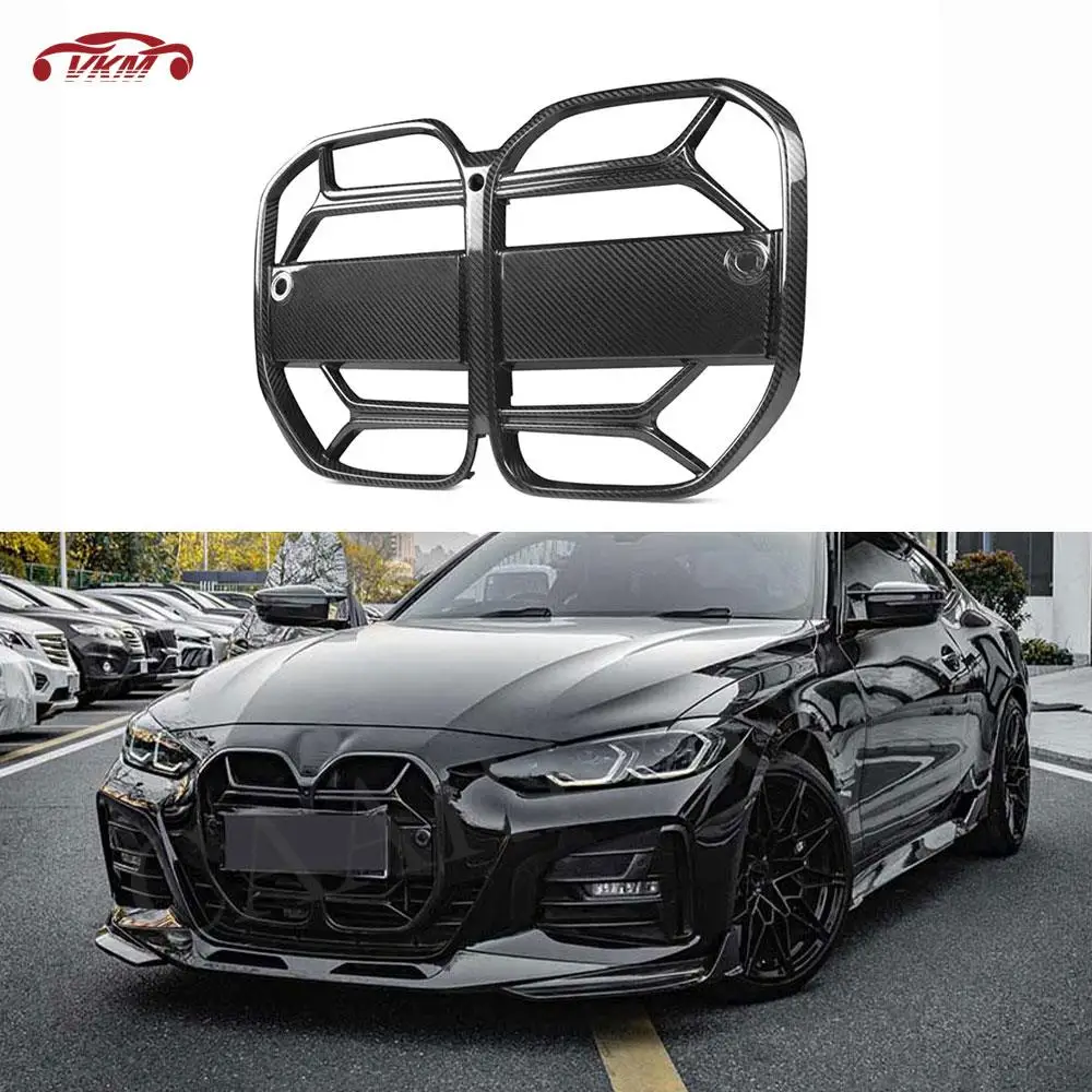 For BMW 4 Series G22 G23 Coupe 2021+ Car Front Grille Bumper Racing Grills Car Replacement Facelift Part Dry Carbon Fiber