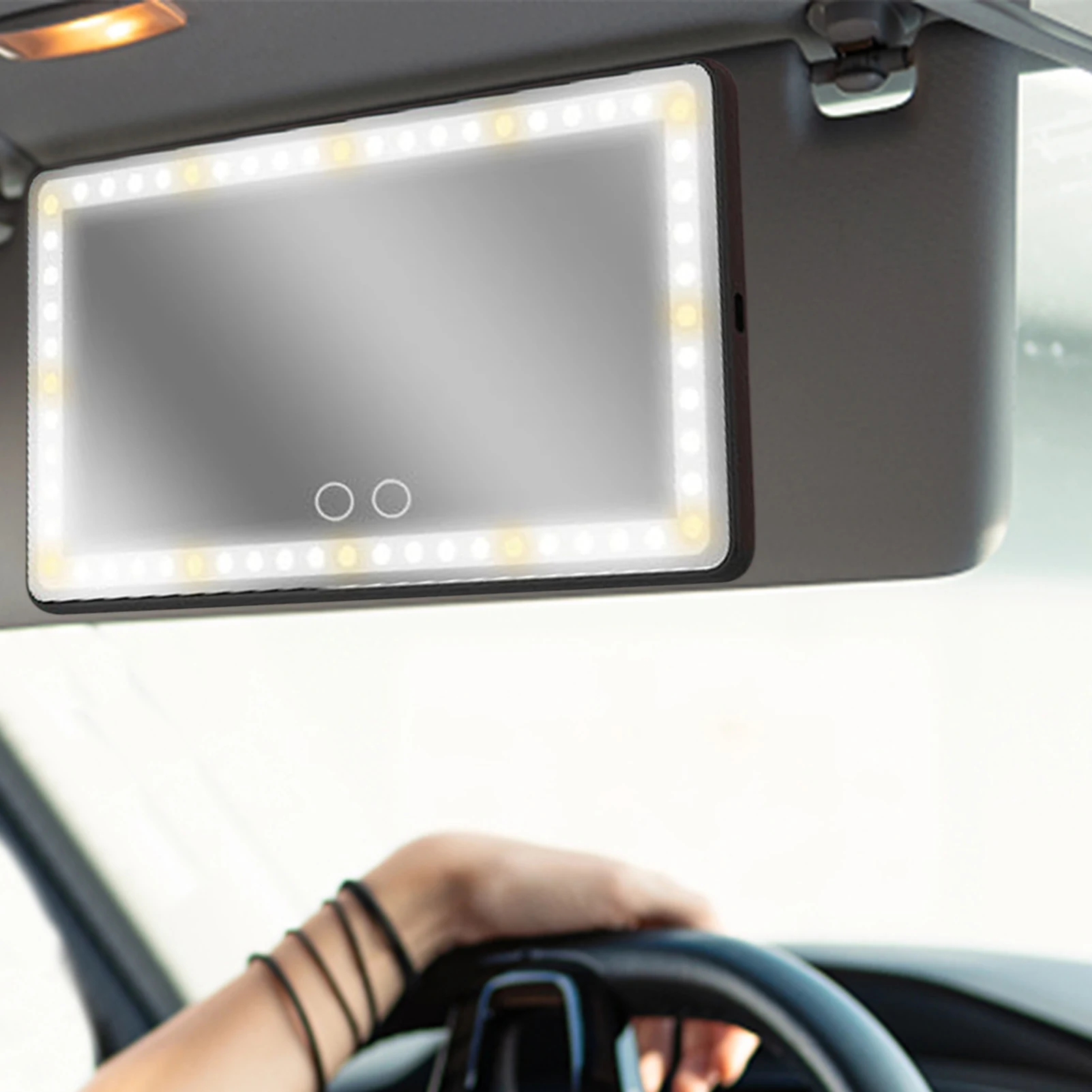 Universal Car Sun Visor Mirror LED Makeup Mirror Rechargeable Touch Switch HD Cosmetic Vanity Mirror Auto Interior Accessories