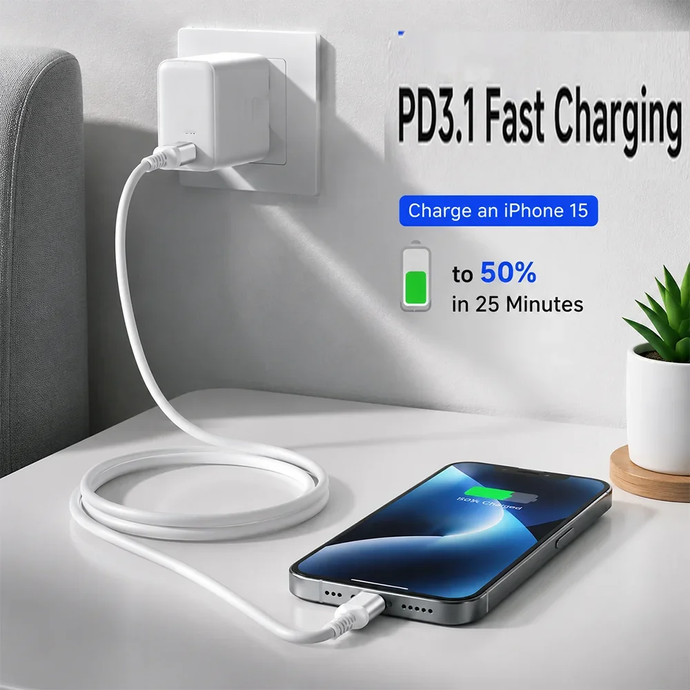 [2 Pack] PD240W USB C To USB C Cable Fast Charging 5A Type-C for Laptop MacBook iPhone 17 Samsung S26 iPad E-Marker Cord