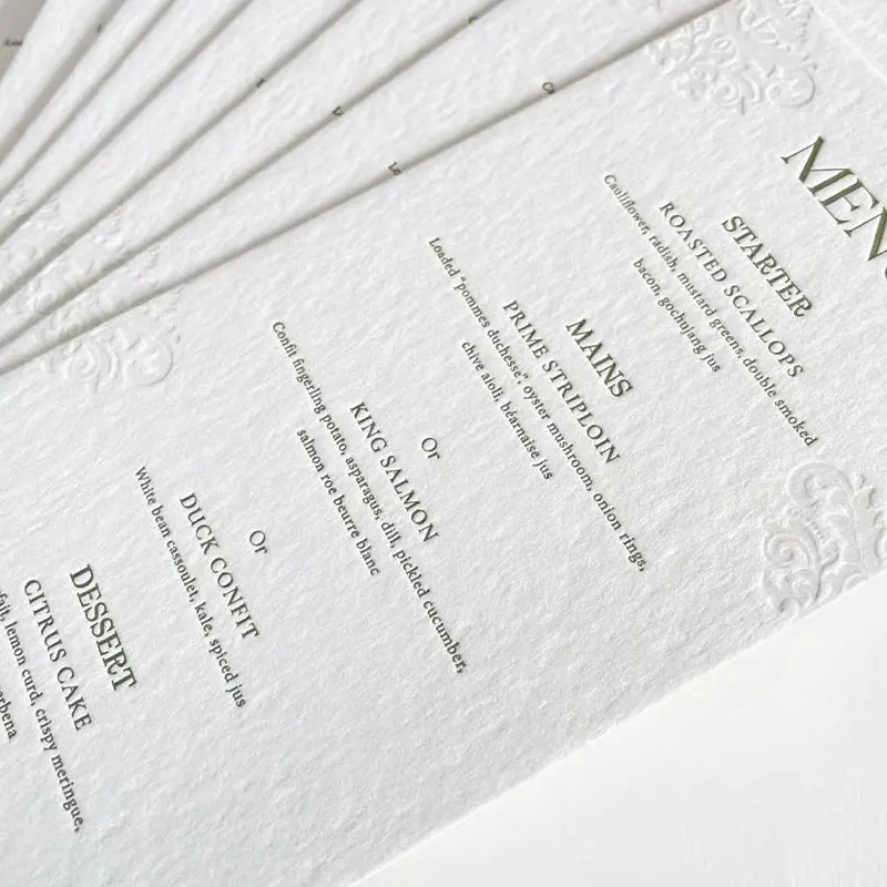 Invitation Cards 3D Logo Texture Paper Wedding Invitation Debossed Embossed 600gsm High-quality Cotton Paper Thank You Card