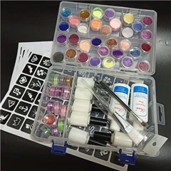 Halloween Glitter Kleuren Tattoo Stencil Kit Met Lijmborstel Make-up Glitter Body Art Design Voor Kinderen Body Painting Glitter Poeder