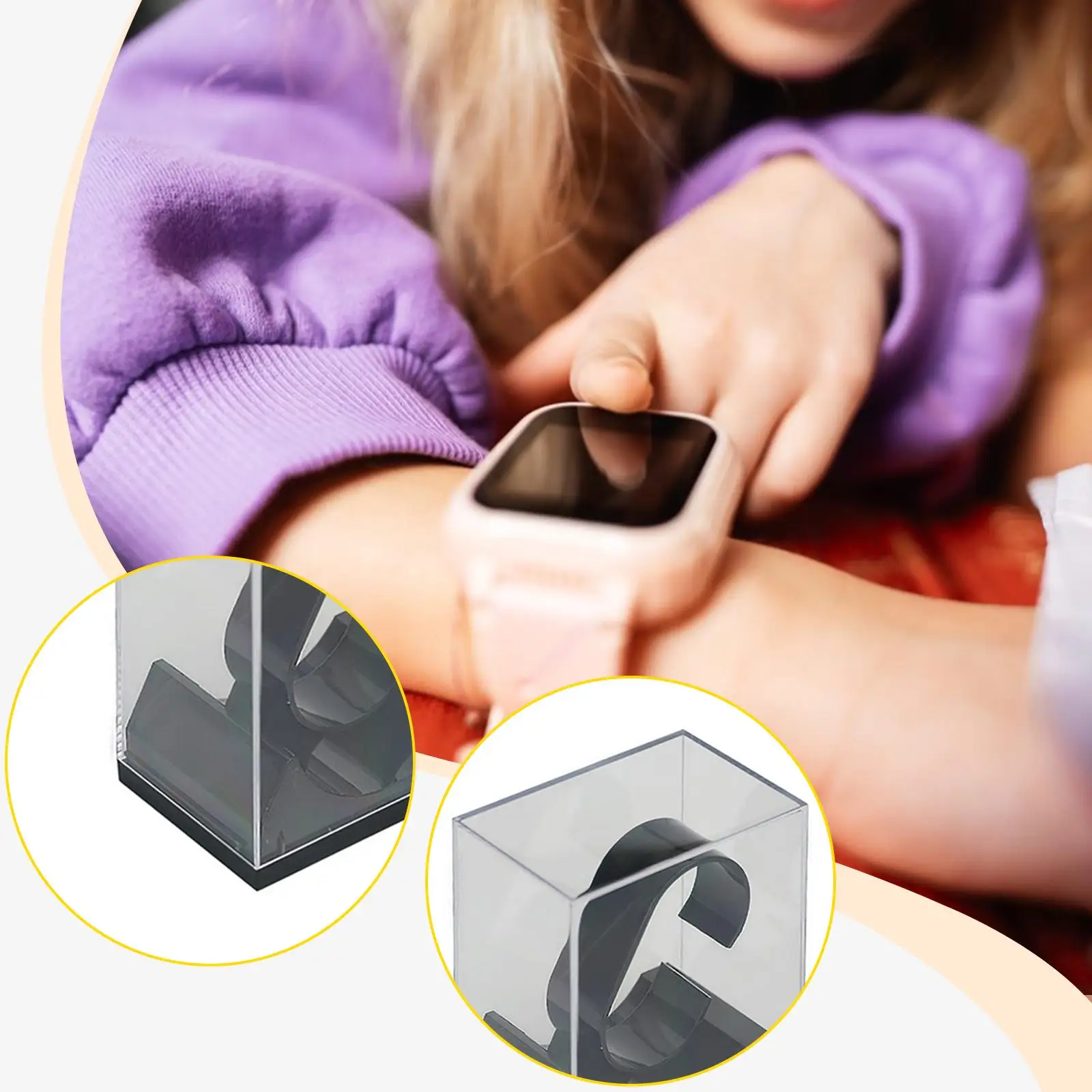 5Pcs Clear Children's Watch Storage Case Multifunctional Watch Organizers 74×50×88mm Compact