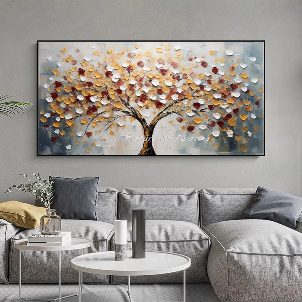 

Mintura,Handpainted Knife Tree Flower Oil Paintings,Modern Room Home Decoration,Wall Art Pictures,Texture Abstract Canvas Poster