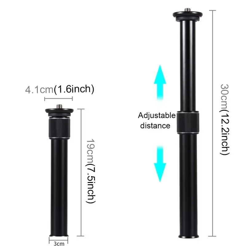 PULUZ Professional Tripode DSLR 3/8\'\' Screw Metal Handheld Adjustable Tripod Mount Monopod Extension Rod for DSLR SLR Cameras