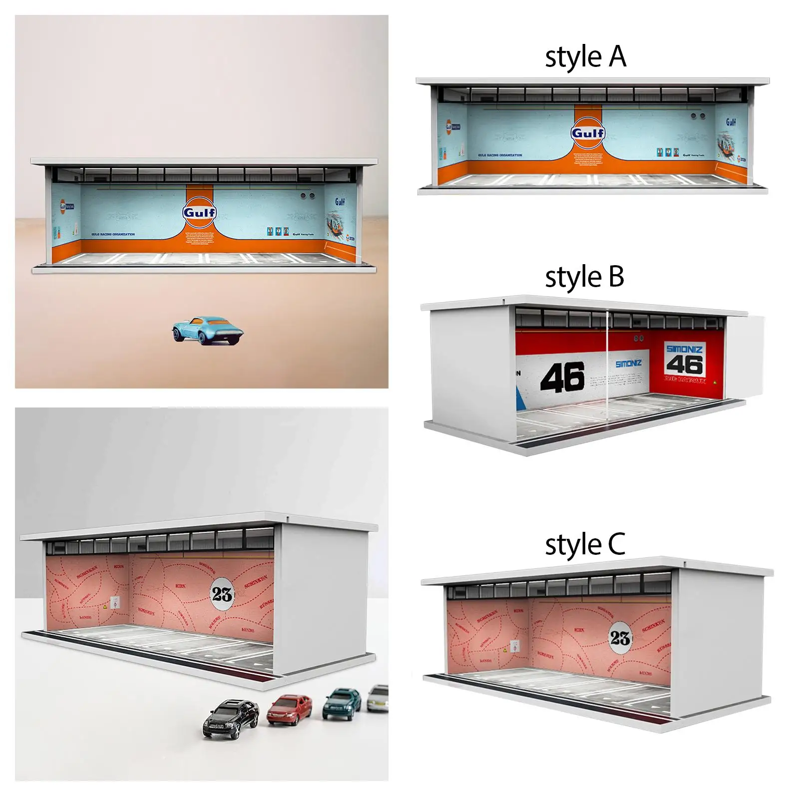 Vetrina per modello di veicolo 1/64 con display per garage per auto con protezione luci a LED