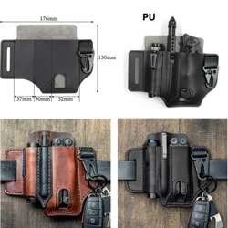Outdoor leather exploration tool, waist bag, camping folding knife sheath, belt tool, waist bag, EDC hunting tool