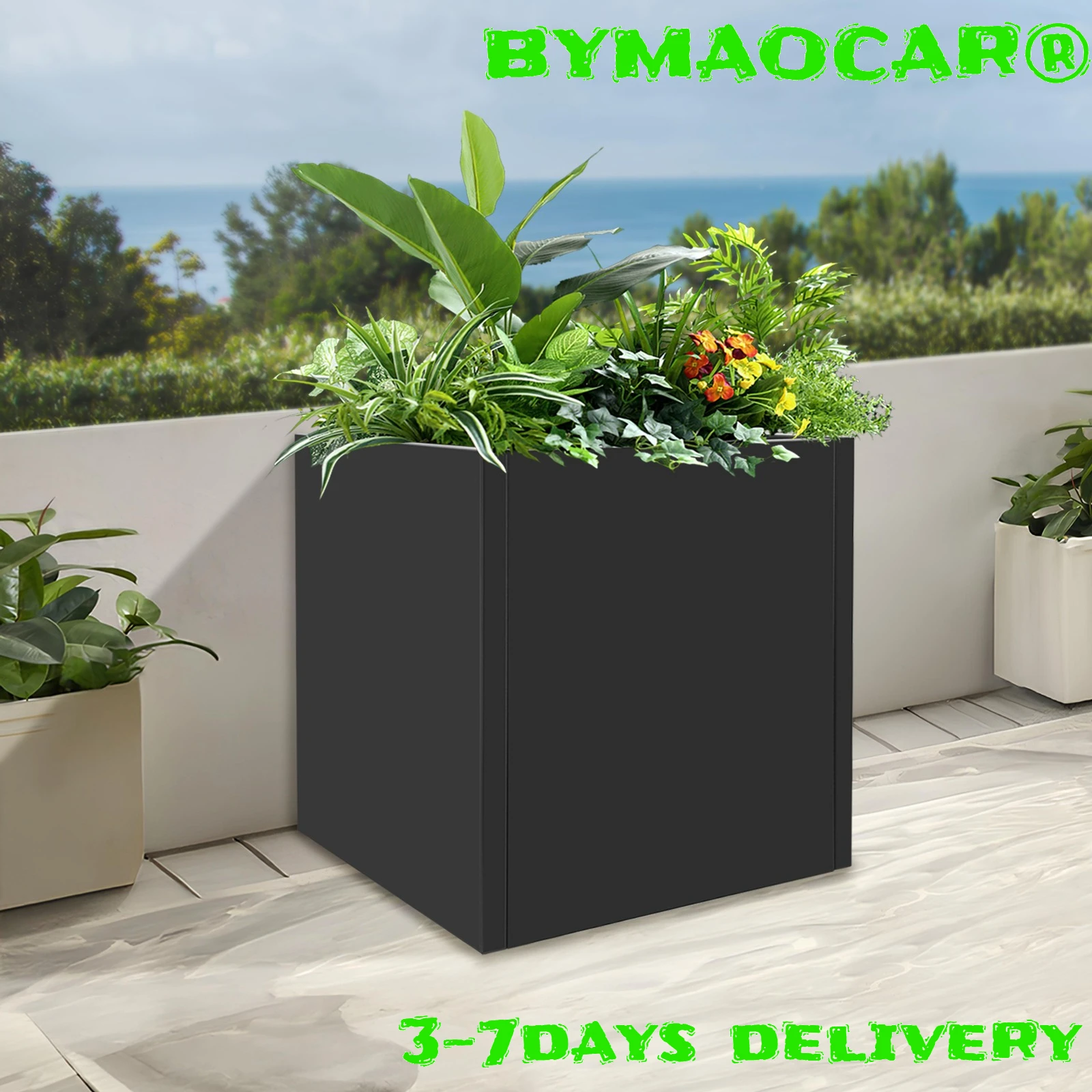 

Стальная садовая грядка-клумба, 17x17x18 дюймов, квадратная приподнятая кадка для патио, прочная, с порошковым покрытием, для использования в помещении и на улице, нержавеющая, декоративная