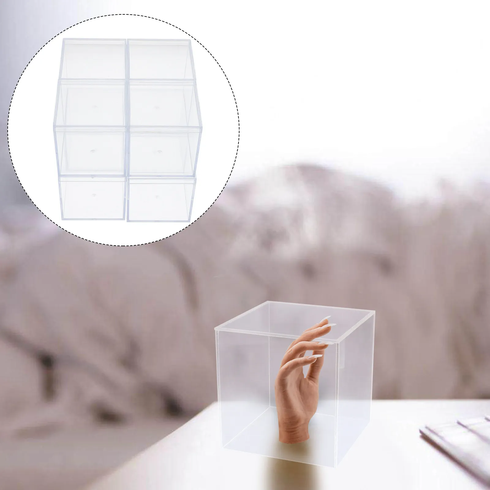 

8Pcs Transparent Acrylic Storage Boxes Jewelry Organizers Square Clear Plastic Containers for Small Accessories Rings Earrings