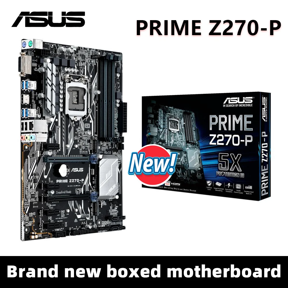 ASUS PRIME Z270-P Motherboard LGA 1151 Support i7-7700 6700K i5-7600T 6600 i3-7320 6100 CPU 4×DDR4 DIMM PCIe 3.0 ATX Mainboard