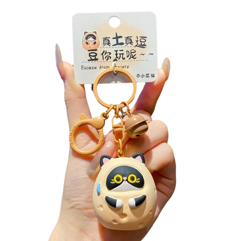 Funny Vegetable Potato Cat Meow Keychain for Women's Bag Car Key Decoration Cute Garlic Onion Kitty Doll Key Chain Ornament