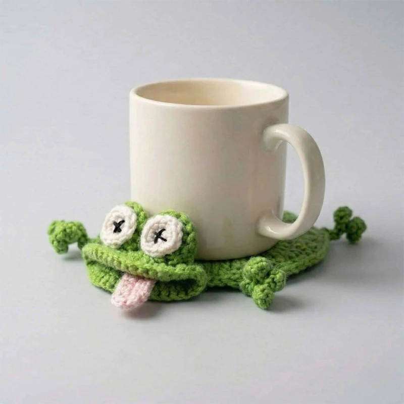 Crochet Lizard Coaster Fun Little Lizard Coasters Cute Handmade Funny Animal Cup Mats Decorative Drink Mug Rug for Home Decor