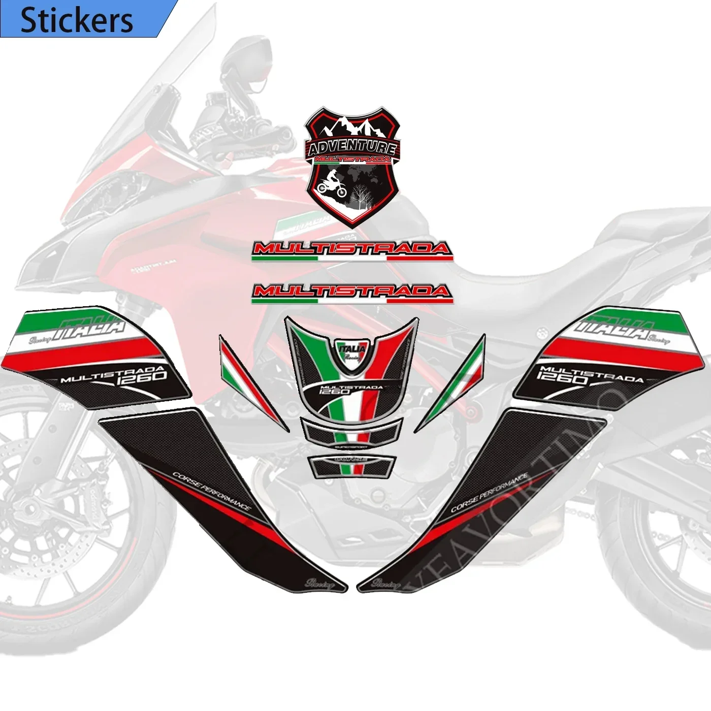 

Decals Tank Pad Grips Gas Fuel Oil Kit Knee Protector For Ducati MULTISTRADA 1260 S 1260S