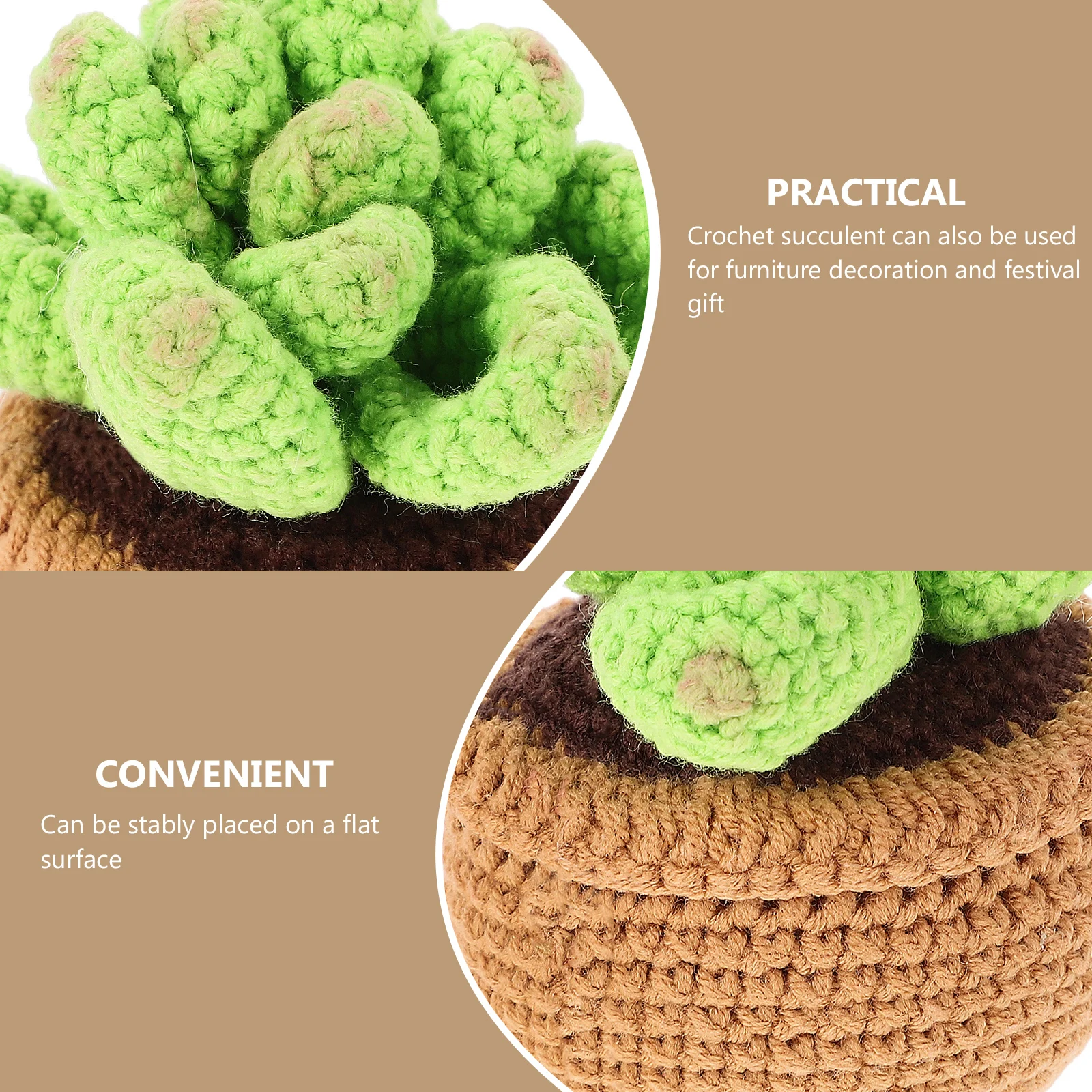 

Eternal Crochet SucculentPlant Decor Indoor Tabletop Bonsai Ornament Fake Potted Plant Small Cartoon Adornment Household