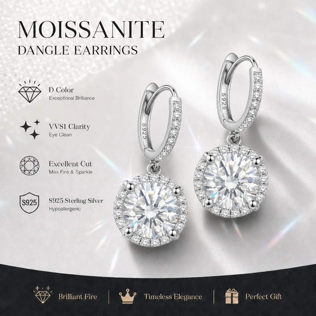 18K vergoldete Moissanit-Ohrringe mit GRA-Zertifikat, S925 Silber, für Damen, funkelnde Geschenke zum Jahrestag, Party, Verlobung – Detail 4