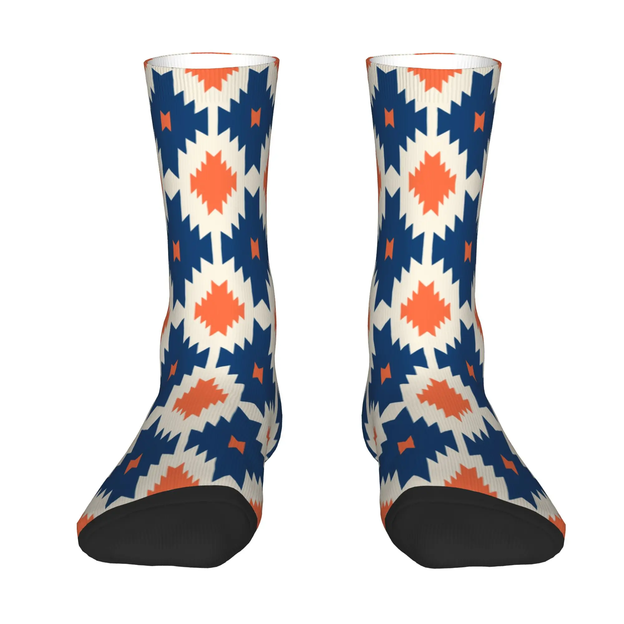 Custom Colorful Aztec Southwestern Navajo Pattern Navajo Mens Crew Socks Unisex Novelty 3D Printing  Dress Socks