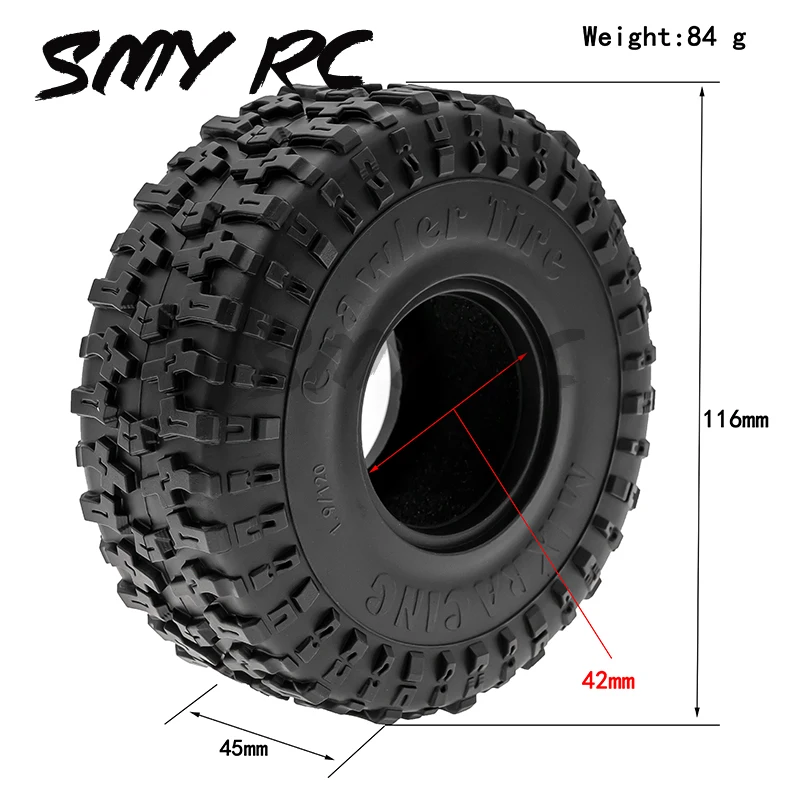 

4pcs 1.9 Inch Rubber Tyre 116*45mm For 1/10 Rc Crawler Car Trax/as Trx4 Axial Scx10 Wraith Scx10 Yikong Rgt Wrangler 1.9 Wheel