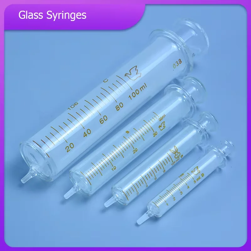 Szklane strzykawki szklane próbki ekstraktor szkło laboratoryjne szklany wtryskiwacz 1ml/5ml/10ml/20ml/30ml/50ml/100ml — zdjęcie produktu 7