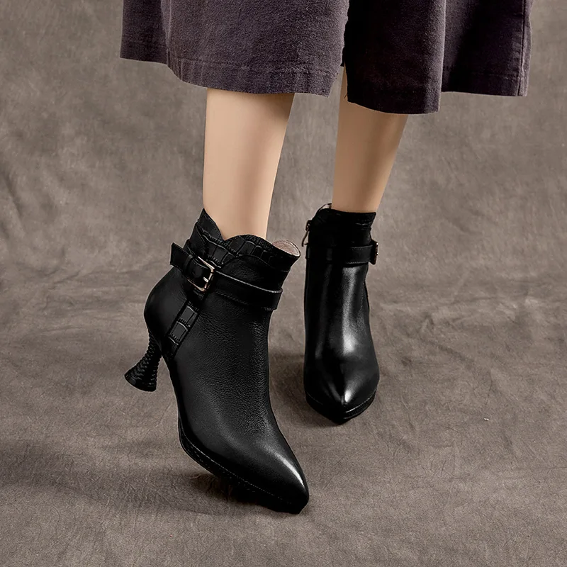 

Женские туфли из натуральной кожи, оригинальные туфли со странным тиснением, 7 см, в этническом стиле, Элегантные дизайнерские Роскошные модные весенние туфли, 2023